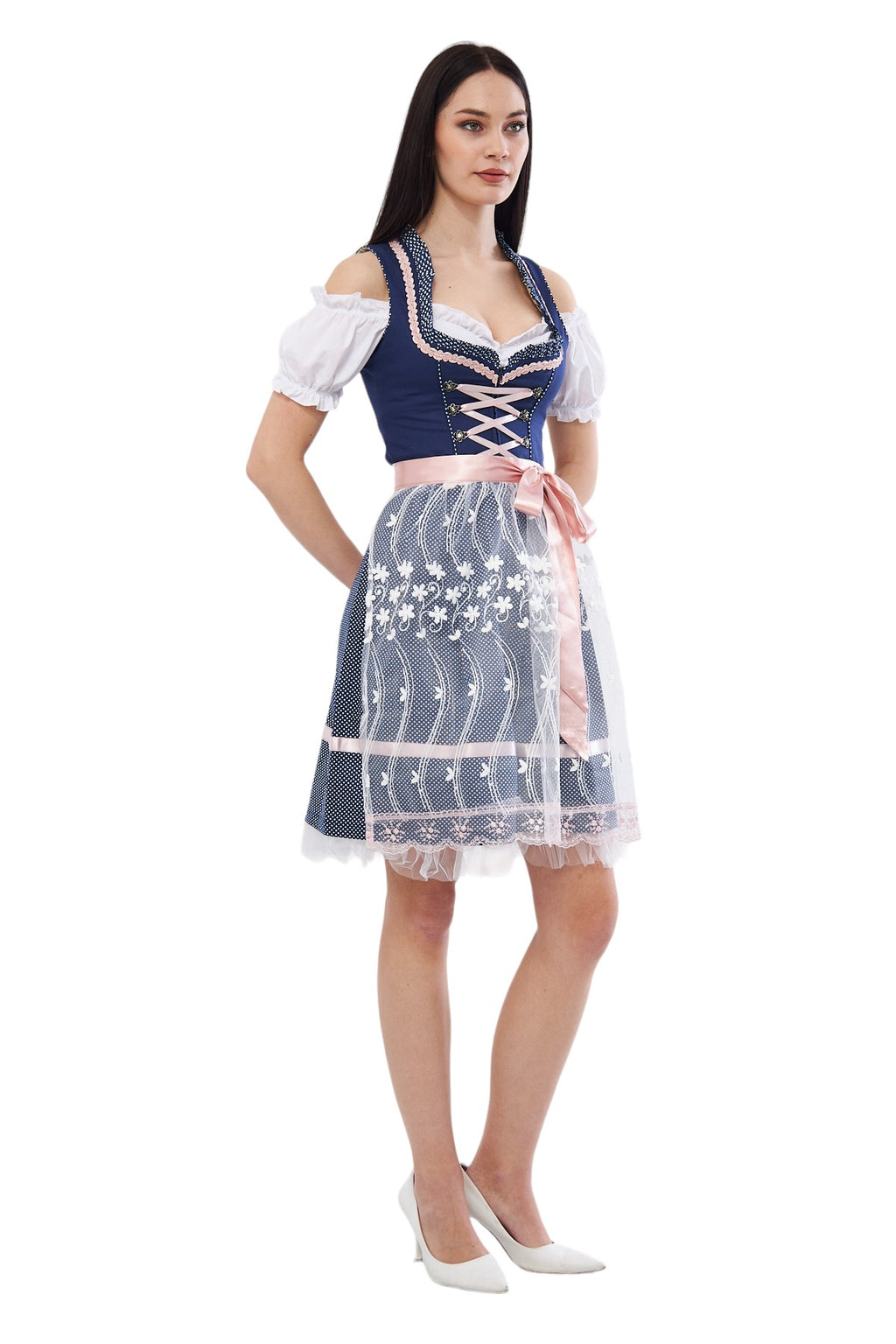 Dirndl Dress: Bavarian Oktoberfest Costume with Apron & Blouse