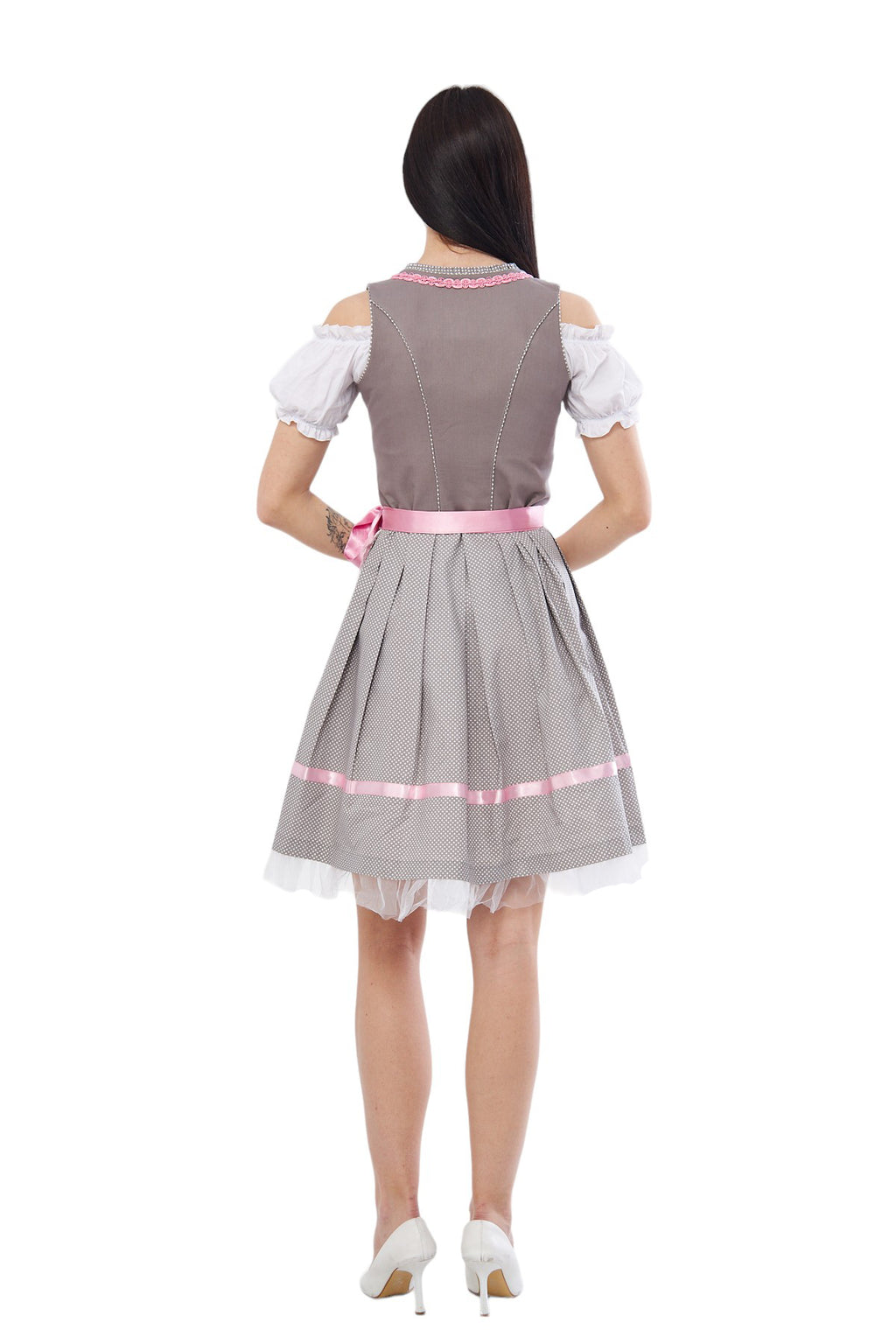Cotton Dirndl Dress: Oktoberfest Bavarian Costume with Apron