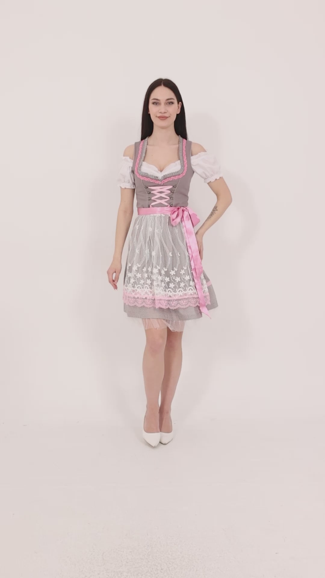 Cotton Dirndl Dress: Oktoberfest Bavarian Costume with Apron